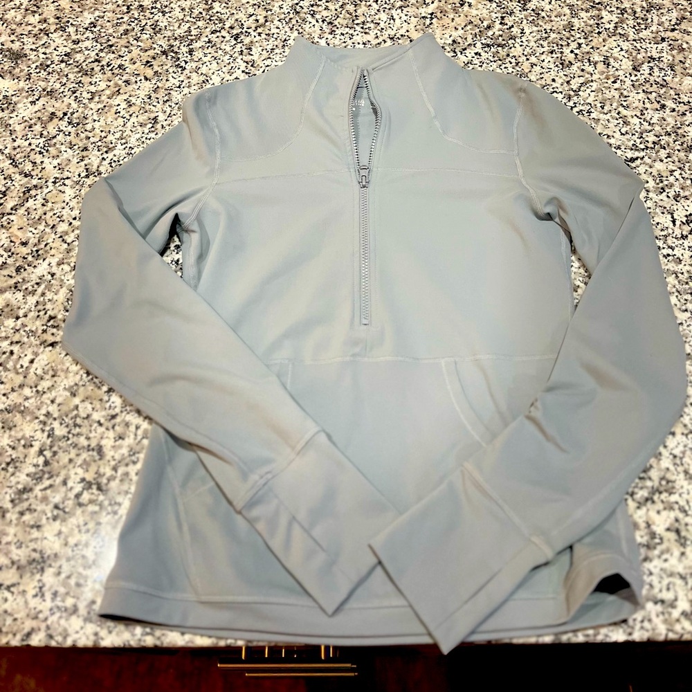 ZYIA Light Gray Quarter-Zip Long Sleeve Top